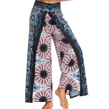 Ženske svakodnevne ženske sportske hlače hipi boho patchwork udobne široke hlače za joge s po cijeloj površini