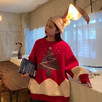 Novi božićni pulover sestre gf božićni pulover retro džemper klasicni jesen i zima džemper Božić Novu godinu