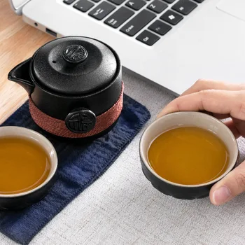 Kineski Kung-Fu putovanja čaj crni porculana keramički čajnik mat zraka lonac japanski potrošačke Šalica prijenosni vanjski гайвань