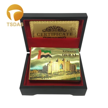 Atlantis Dubai 999.9 zlatne igraće karte sa drvenom kutijom i zlatni certifikat, suvenir igraće karte kao božićne darove