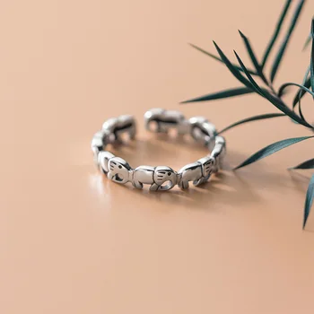 INZATT trenutno je 925 sterling srebra slon podesiv prsten za moda žene stranka minimalistički životinja fin nakit punk pribor