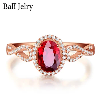 Bali Jelry 925 srebro prsten nakit za žene ovalni rubin je dragi kamen cirkon otvoreni prsten pribor vjenčanja vjenčani Dropshipping