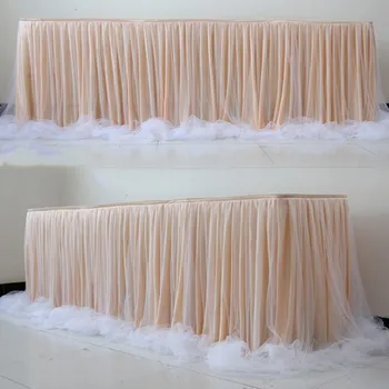 Led Svilene tkanine dvostruki sloj striptizeta pređe tablica suknja vjenčanje ulaz u stol stolnjak rođendan stol pregača