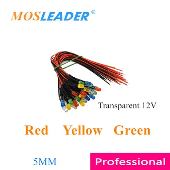 Mosleader 1000 kom. 5 mm 12 v LED sa žicom 20 cm plava žuta crvena zelena prozirna boja je boja smjera Prewired led svjetlo