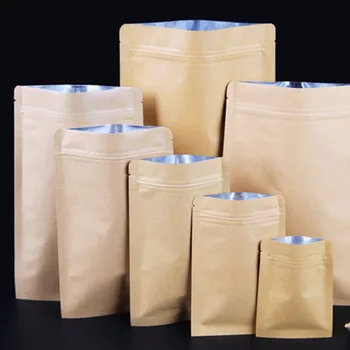 Folija postrojilo kraft-vrećice s patent-zatvarač za kave, pakiranje prehrambenih proizvoda (ne mogu stajati) 100 kom. / lot
