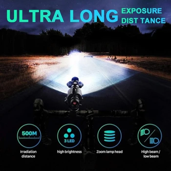 500 lumena svjetiljka za USB-punjive 18650 baterija MTB bicikl prednje svjetlo vodootporna led svjetla bicikl je svjetlo shuttle