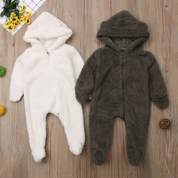 Slatka vruće novorođenče medvjed Footies Djevojčica i Dječak toplije fuzzy odjeća s kapuljačom Footies kombinezon zima topla odjeća 0-24 m